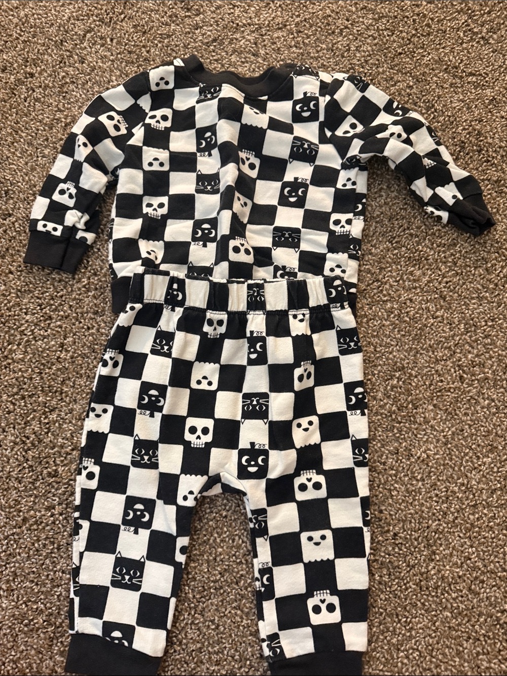 Cat and Jack baby Black & White Checker Skull One-Piece